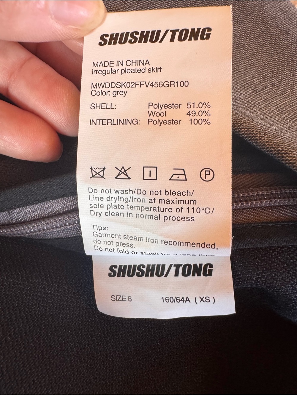 Shushu/Tong Grey Irregular Pleated Skirt & Spaghetti Strap Bralette Top - Picture 16 of 16